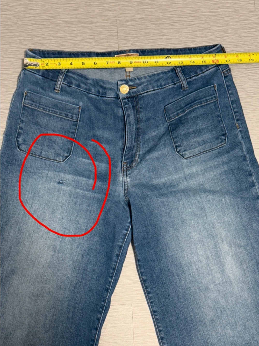 Kut From The Kloth Meg Wide Leg Jeans Women’s 14 High Rise Patch Pocket Stretch - Picture 3 of 14